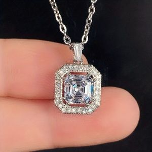 BRAND NEW Silver 925 Square Diamond Necklace